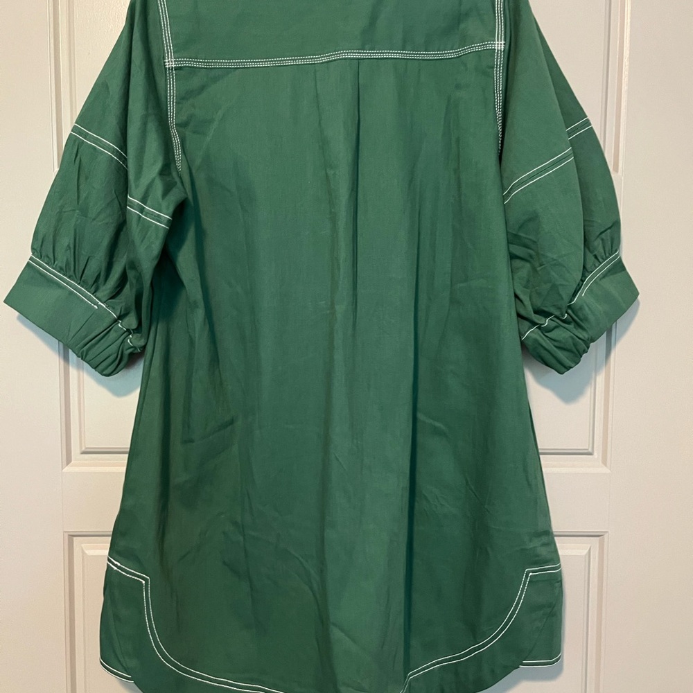Pilcro Green Dress with White Stitching - Picture 2 of 3